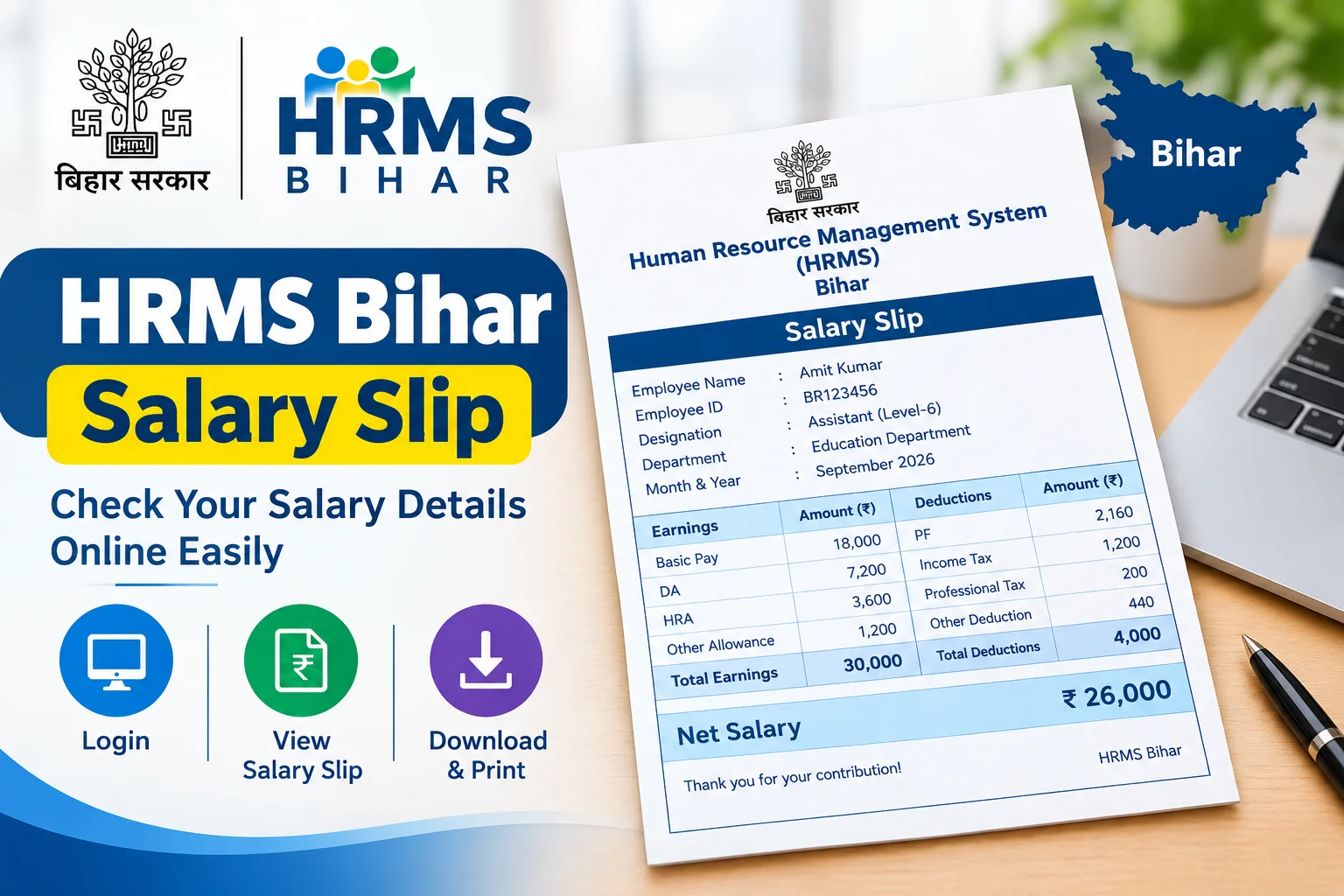 HRMS Bihar Salary Slip